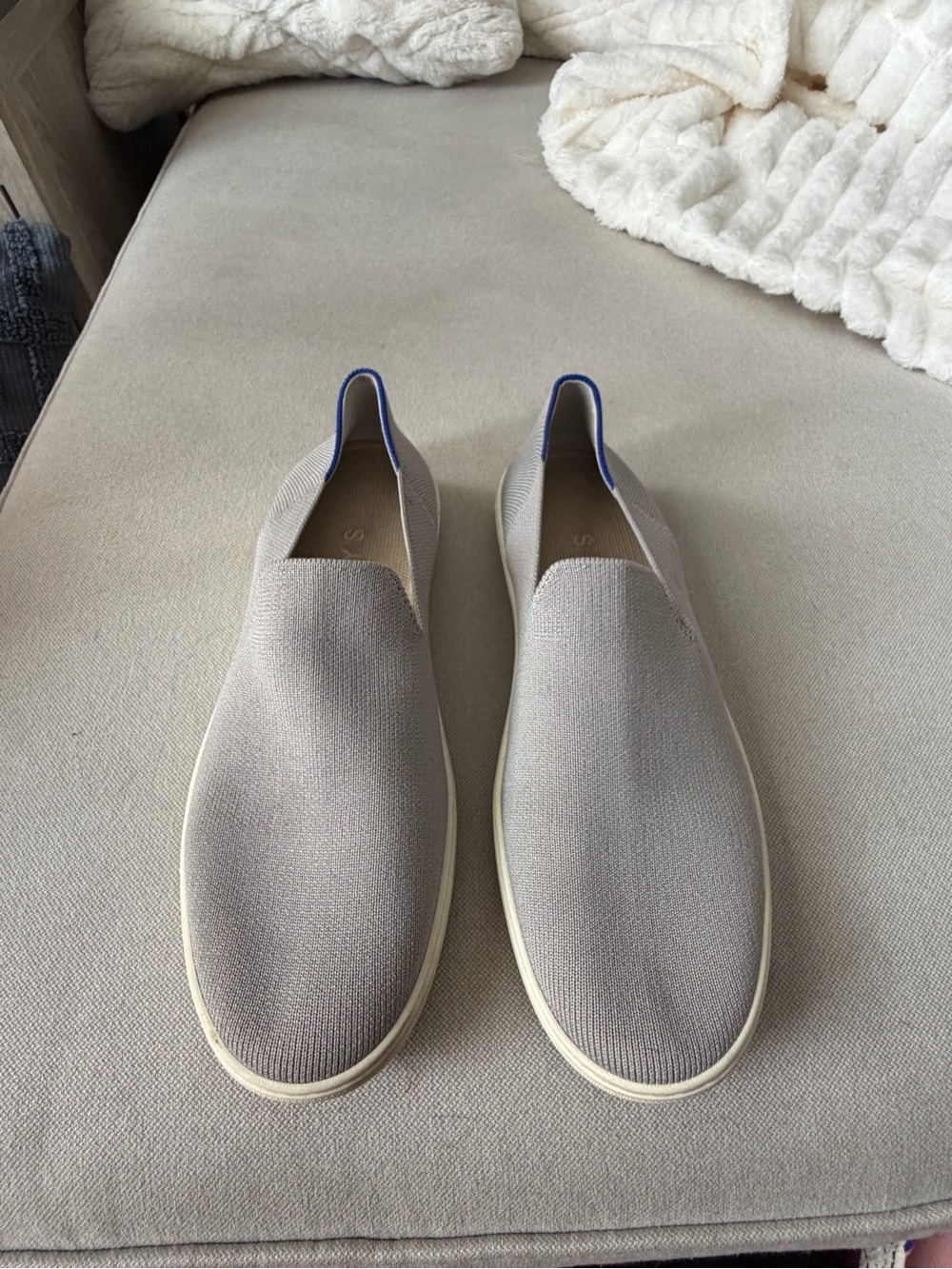 Rothy’s Slip-On Knit Sneakers in Light Gray